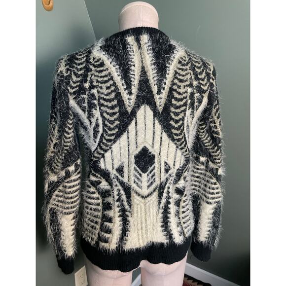 Freeway Anthro Women's Black Cream Gold Soft Fuzzy Sweater. Size Sm. EUC. - Picture 6 of 6